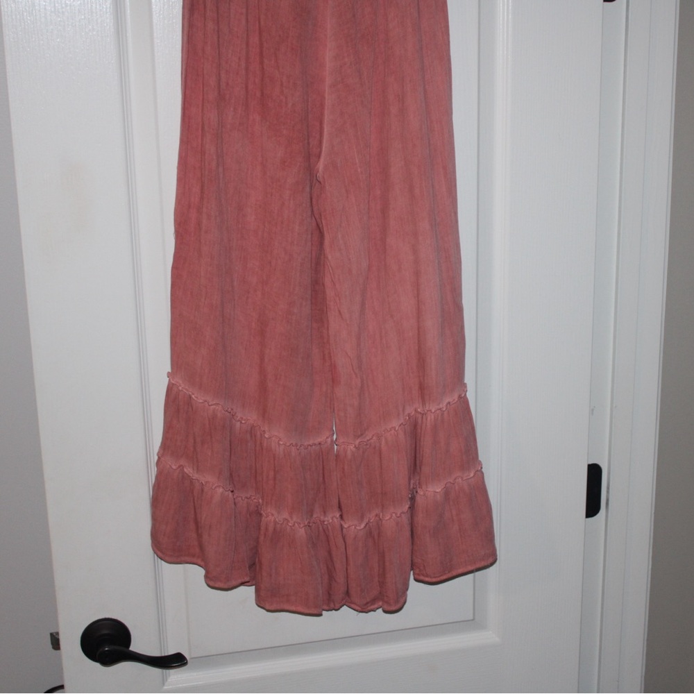 Umgee Coral Ruffled Tiered Pants - Picture 2 of 6
